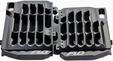 Load image into Gallery viewer, Flo Motorsports High Flow Radiator Braces in black, showcasing durable metal construction and mounting brackets for automotive cooling.