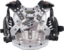 Fly Racing Convertible II Mini Roost clear and silver motorcycle windshield with mounting hardware and aerodynamic design.
