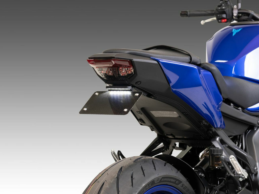 Yoshimura Fender Eliminator V2 Kit for Yamaha YZF 961-9242 motorcycle, close-up of sleek black body and mounting hardware.