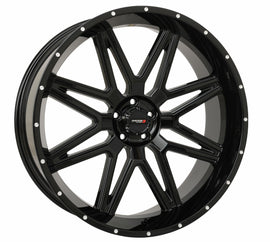 Gloss black System 3 St7 24x9.5+4 wheel with 5/4.5 offset, featuring a sleek, modern design and durable construction.