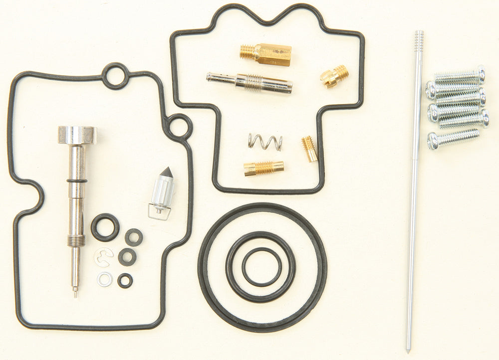 All Balls bike carburetor rebuild kit for intake and fuel system, includes gaskets and parts, used for motorcycle carburetors.