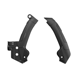 Polisport Plastics Hus black frame protector for motorcycles, durable plastic guard with branding visible in the image.