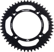 Load image into Gallery viewer, Fire Power 49-tooth aluminum rear sprocket in black, designed for motorcycle or dirt bike use.