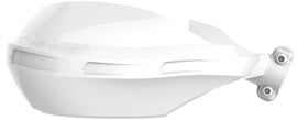 Polisport Plastics Nomad handguard in white with universal mount kit, designed for motorcycle protection.