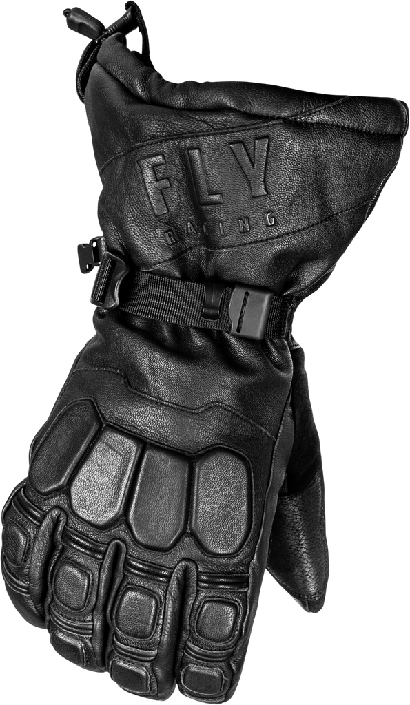 Fly Racing Glacier Gloves in black, size 3X, featuring durable fabric and padded palms for motocross or riding comfort.