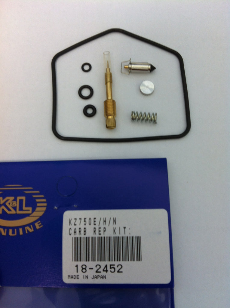 K&L Carburetor Repair Kit 118-2452 for intake, carburetor, and fuel system with various gaskets and components on a white background.