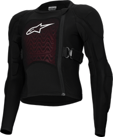 Alpine Star Bionic Plasma Lt Youth protective jacket in black and white, lightweight and durable for active sports.