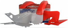 Load image into Gallery viewer, Polisport Plastics red plastic body kit, model 64-90080, installed on a motorcycle for enhanced style and protection.