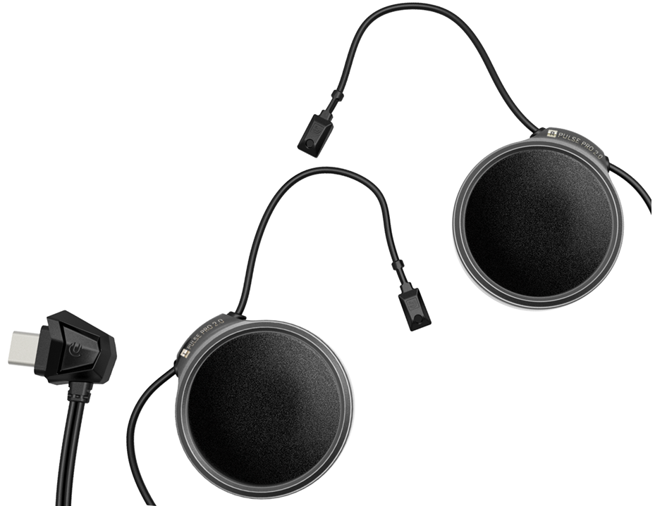 Wireless UCLEAR helmet communication system with microphone and control unit for motorcycle or outdoor use.