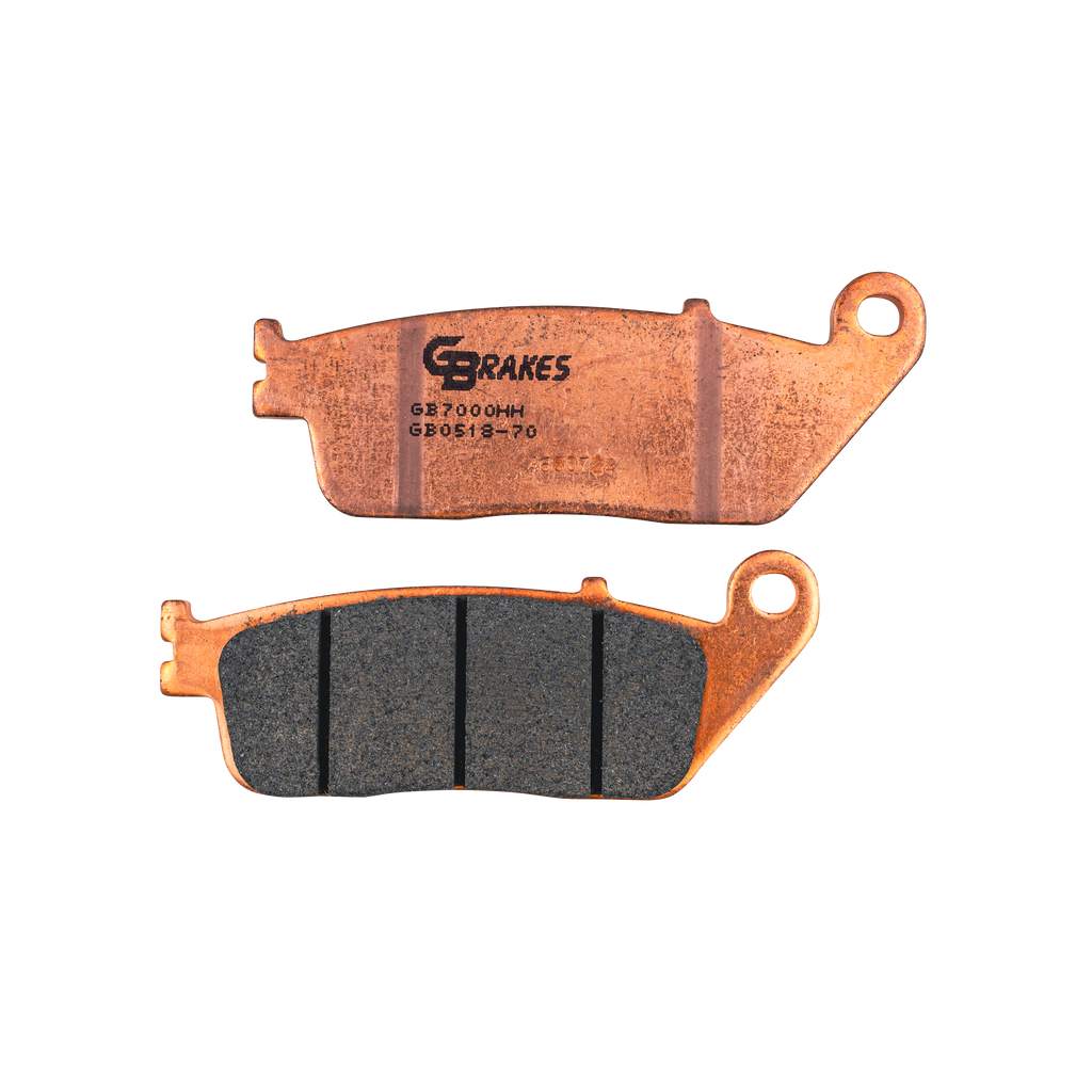 GBRAKES sintered brake pads for vehicles, showing the black, rectangular brake pad with metal backing plate.