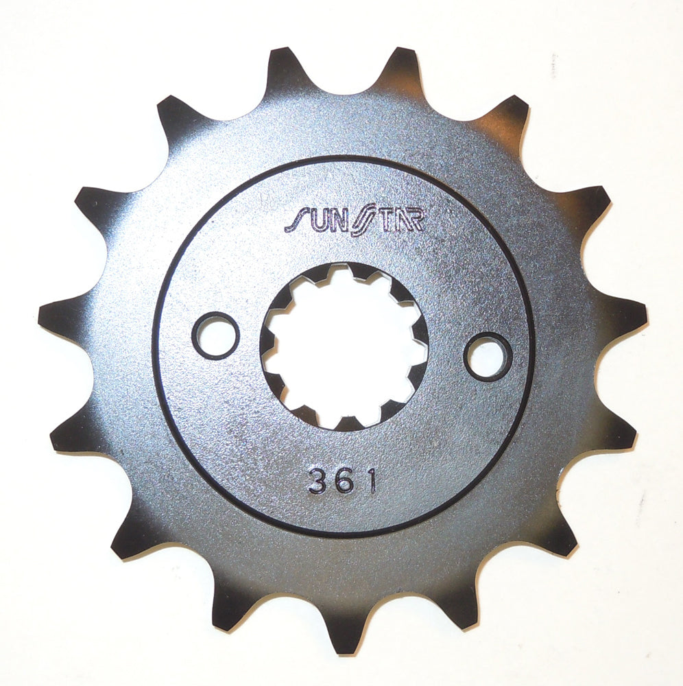 Sunstar front 15-tooth CS sprocket for Honda CRF250, designed for 520 chain, durable metal construction.