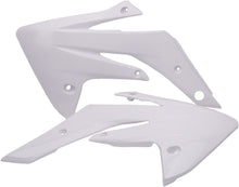 Load image into Gallery viewer, Acerbis white radiator shrouds for motorcycle, featuring sleek design and mounting points, designed for Acerbis 20845-70002 model.