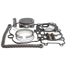 Vertex Top End Kit 79.96/Std 9.4:1 Pol piston kit with components, shown in image with pistons and parts.