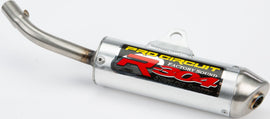 Pro Circuit R-304 Silencer exhaust with sleek metal finish, designed for motocross or dirt bikes.