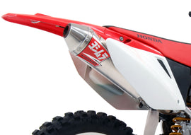 Yoshimura RS-2 exhaust header and canister with end cap in stainless steel, showcasing the sleek motorcycle exhaust system.