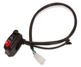 Motion Pro Rev2 handlebar switch for motorcycles, showcasing electrical switch with wiring and control buttons on a handlebar.