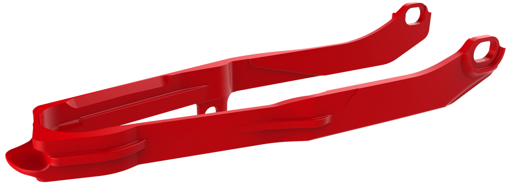 Polisport Plastics Red Chain Slider body part for HON motorcycle, featuring a sturdy plastic construction with mounting points.