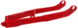 Polisport Plastics Red Chain Slider body part for HON motorcycle, featuring a sturdy plastic construction with mounting points.