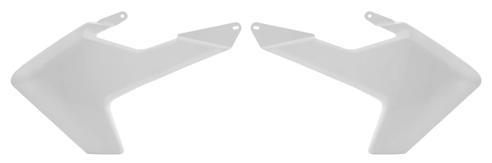Acerbis white radiator shrouds for motocross or dirt bikes, featuring sleek design and branding details.