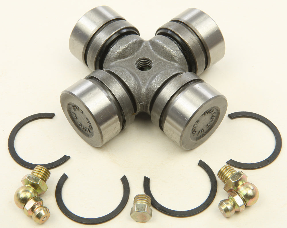 All Balls U-Joint Kit 21-91018 for drive applications, showing the metal U-joint components and parts laid out on a surface.