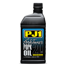 PJ1 Products Fork Tuner Oil 20w 0.5L bottle, motorcycle fork oil for suspension tuning and maintenance.