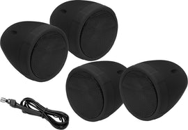 Boss Audio 4-speaker Bluetooth amplified kit in black, featuring speaker wires and control panel for car or home audio setup.