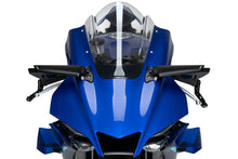 Charger l'image dans la galerie, PUIG right rearview mirror for Yamaha motorcycle, black finish, sleek design, mounted on handlebar.