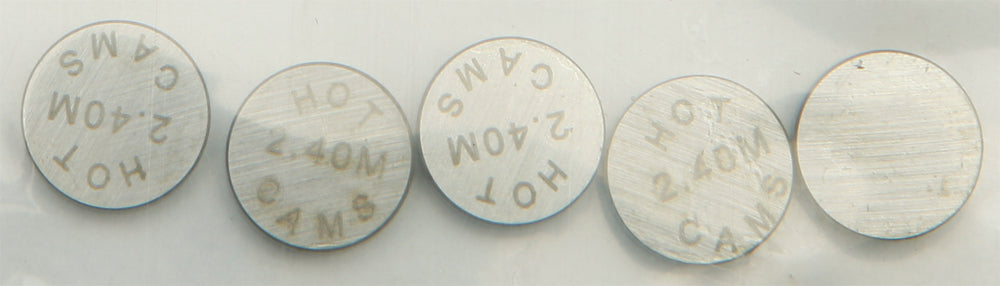 Hot Cams engine valve shims, 9.48x2.40mm, 5-pack, metal construction for precise engine adjustments.