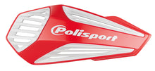 Load image into Gallery viewer, Polisport Plastics MX air handguards in red and white mounted on motorcycle handlebars for off-road riding protection.