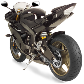Hotbodies Racing white ABS undertail for Yamaha YZF-R6 motorcycle, shown on a clean, detailed shot of the bike's rear section.