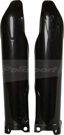 Black Polisport Plastics fork guards for bikes, model 64-3833, made of durable plastic, shown in a close-up image.