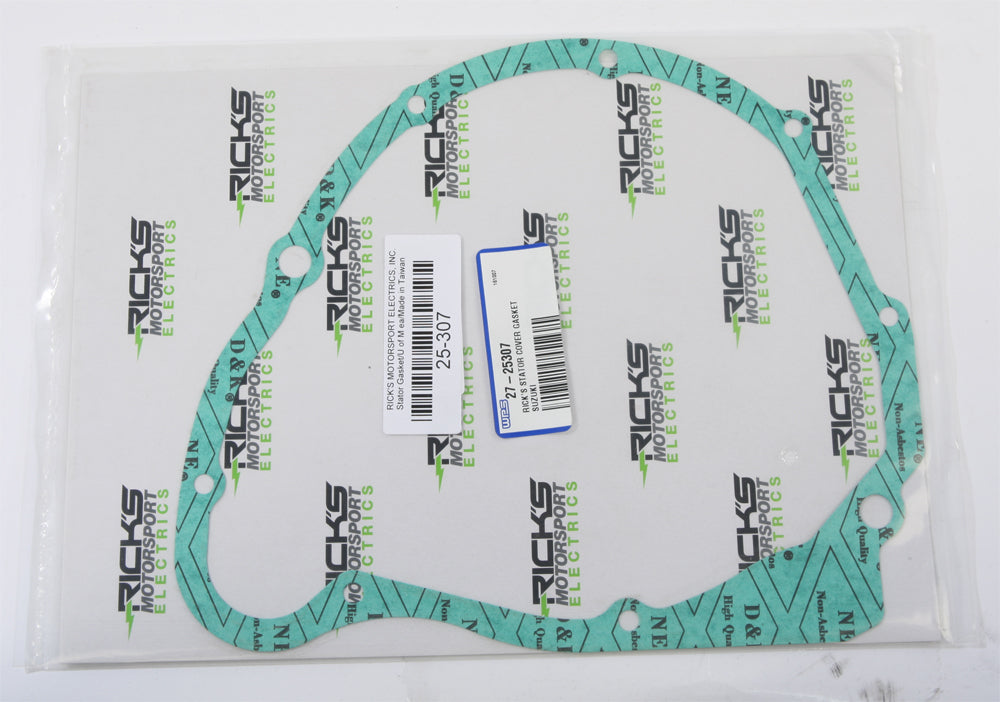 Ricks Motorsport Electric stator cover gasket for motorcycles, close-up view showing rubber seal and gasket details.