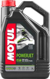 Motul Power Jet PWC 2T oil container, 4-liter chemical for marine engine lubrication, displayed in the image.