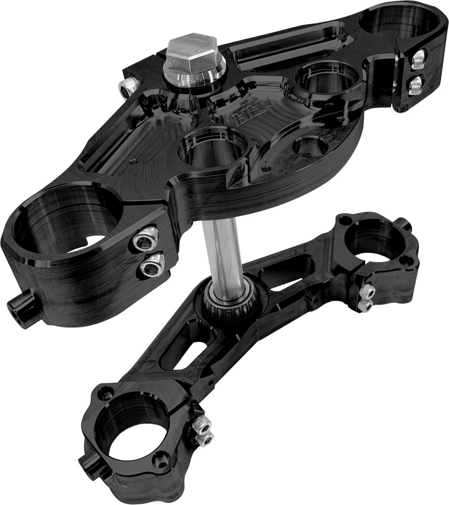 Hawg Halters Inc Dominator Tree Set in black, 49mm, for pre-2013 flat connect models, part number 750-04214.