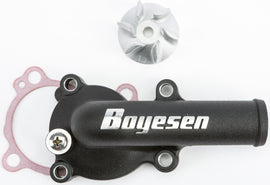 Boyesen black water pump cover and impeller kit for street motorcycles, featuring durable components and precise fitment.