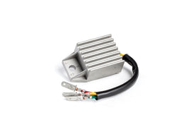 Ricks Motorsport Electric electrical regulator and rectifier for motorcycle, showing metal fins and wiring connections.