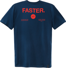 Alpine Star Faster Tee in navy color, featuring the brand logo on the front, displayed on a plain background.