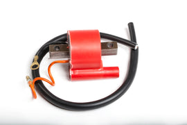 Ricks Motorsport Electric ignition coil for motorcycle, electrical component with black casing and mounting terminals.