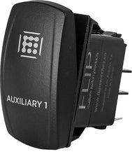 Load image into Gallery viewer, FLIP Switch Products Proline Rocker Switch Aux2 Pro Series backlit switch with illuminated toggle and durable plastic housing.