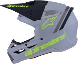 Alpine Star Sm3 Radium motorcycle helmet in gray, black, and yellow fluorescent matte finish, large size, with visor and ventilation.