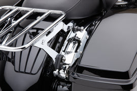 Chrome COBRA backrest mounting kit for FLH and FLT models from 2009 to 2013, designed for easy installation and secure fit.