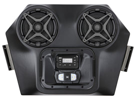 SSV Works WP3 overhead speaker kit with two speakers installed in a Polaris RZR 570/8/9 off-road vehicle.