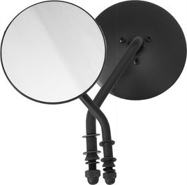 HardDrive 4-inch round black side mirror for left side, automotive mirror with compact design and durable finish.