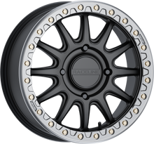Load image into Gallery viewer, Raceline Alpha Bdlk 17x7 black and gunmetal alloy wheel for Can-Am Maverick with 4/137 bolt pattern and +40mm offset.