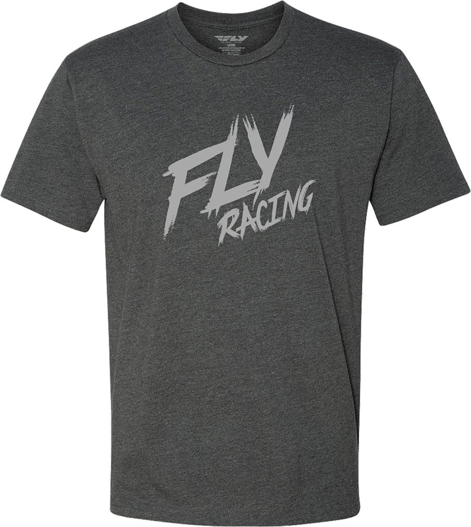 Fly Racing Fly Brawl Tee in charcoal, size small, featuring the casual graphic design on soft cotton fabric.