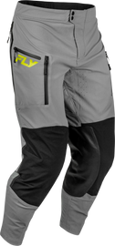 Fly Racing Patrol Elite Pants in grey, black, and hi-vis with size 36, featuring durable motocross or off-road riding gear.