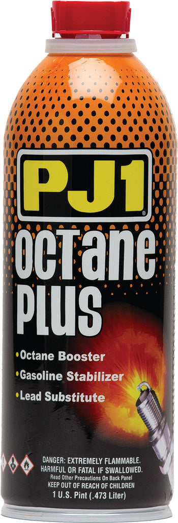 PJ1 Products Octane Plus 1/2-liter bottle of fuel additive chemical, with label visible on the container.