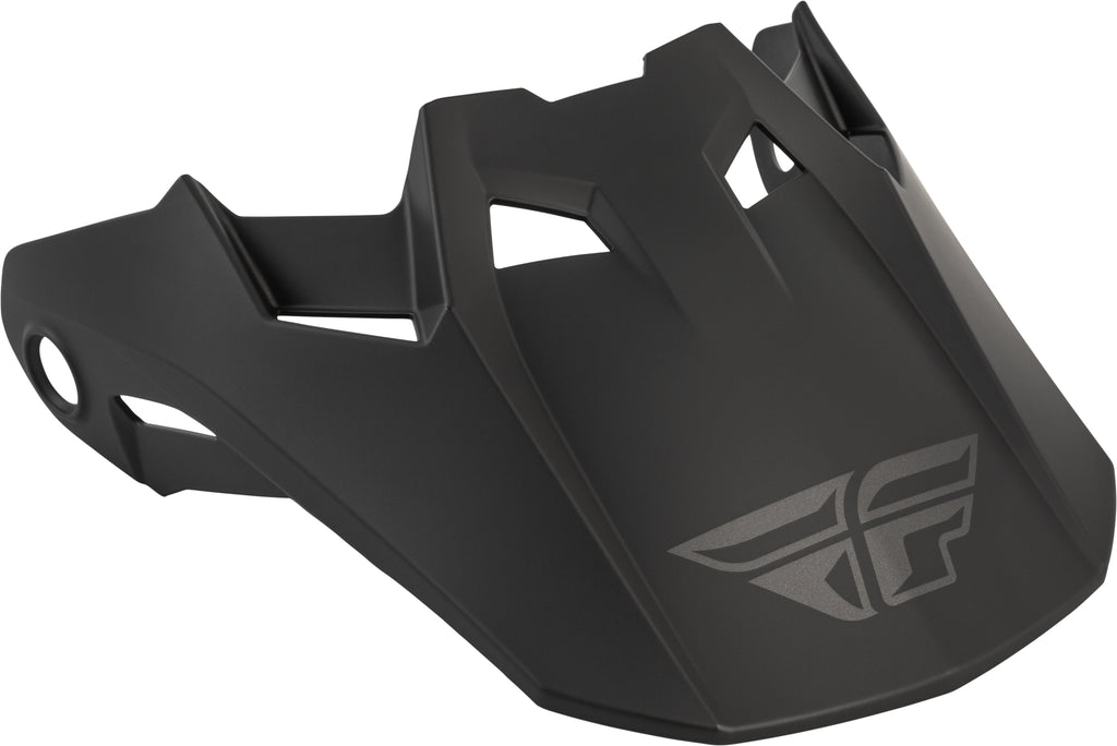 Fly Racing Formula CC solid helmet visor in matte black for youth-small size, designed for Fly Racing motorcycle helmets.