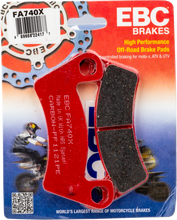 Load image into Gallery viewer, EBC Motorcycle Brakes Fa740x Carbon X Series brake pads showing black ceramic friction material and metal backing plate.