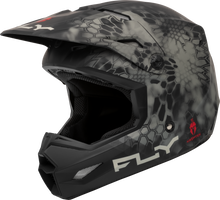Load image into Gallery viewer, Fly Racing Kinetic Se Kryptek helmet in matte moss grey and black, size large, featuring aerodynamic design and Kryptek camouflage pattern.